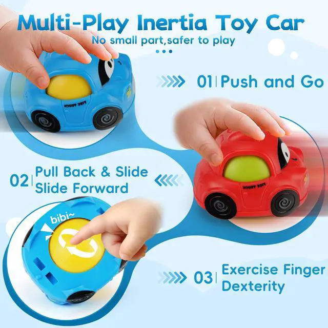 Alt view image 2 of 7 - Inertial Push Pull Car Toys for 1 Year Old Boy Girl, Toddlers 1-3 Birthday Gift, Baby Toys 12-18 Months, Vehicle for 6-9-12-18 Month, First Birthday Gifts for Boys Girl