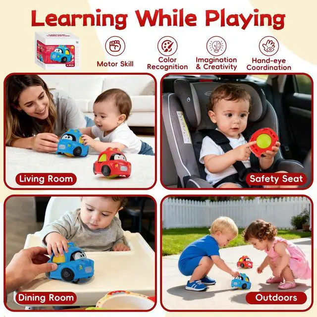 Alt view image 5 of 7 - Inertial Push Pull Car Toys for 1 Year Old Boy Girl, Toddlers 1-3 Birthday Gift, Baby Toys 12-18 Months, Vehicle for 6-9-12-18 Month, First Birthday Gifts for Boys Girl