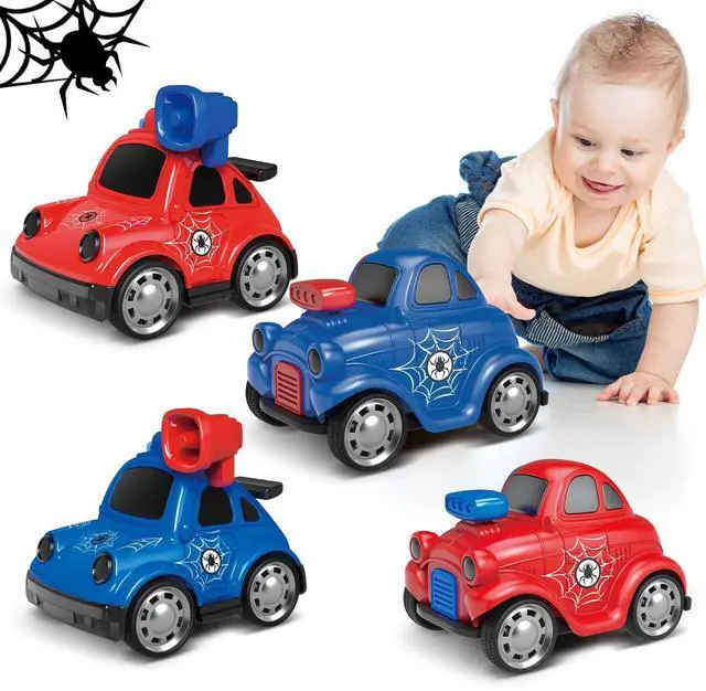 Main image of Toy Cars for Toddlers 1-3,Push and Go Cartoon Inertia Car,Friction Powered Race Car for 6-9-12-18 Month,Spider Pattern,Easter Basket Stuffers Birthday Gift for 1 Year Boy Girl Kid