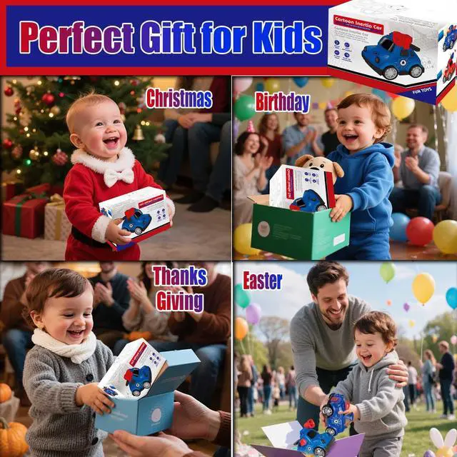 Alt view image 2 of 7 - Toy Cars for Toddlers 1-3,Push and Go Cartoon Inertia Car,Friction Powered Race Car for 6-9-12-18 Month,Spider Pattern,Easter Basket Stuffers Birthday Gift for 1 Year Boy Girl Kid
