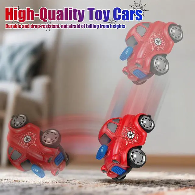Alt view image 6 of 7 - Toy Cars for Toddlers 1-3,Push and Go Cartoon Inertia Car,Friction Powered Race Car for 6-9-12-18 Month,Spider Pattern,Easter Basket Stuffers Birthday Gift for 1 Year Boy Girl Kid