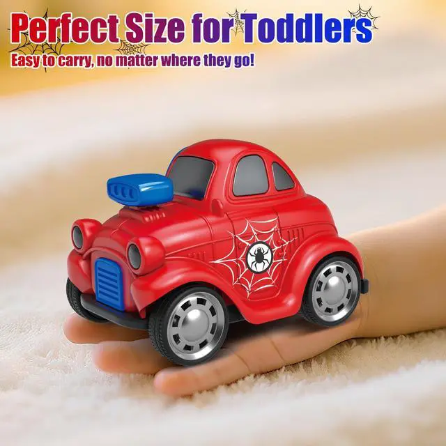 Alt view image 7 of 7 - Toy Cars for Toddlers 1-3,Push and Go Cartoon Inertia Car,Friction Powered Race Car for 6-9-12-18 Month,Spider Pattern,Easter Basket Stuffers Birthday Gift for 1 Year Boy Girl Kid