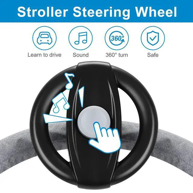 Alt view image 6 of 7 - Stroller Steering Wheel Toy, Simulated Steering Wheel for Stroller Shopping Carts Cart Universal Detachable Pretend Driving Funny Toy Attachment
