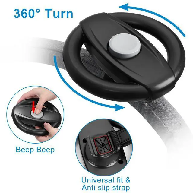 Alt view image 7 of 7 - Stroller Steering Wheel Toy, Simulated Steering Wheel for Stroller Shopping Carts Cart Universal Detachable Pretend Driving Funny Toy Attachment