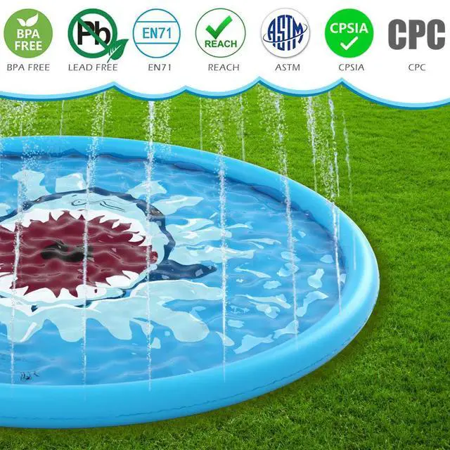 Alt view image 2 of 7 - Splash Pad Sprinkler/ Play Mat for Kids, Outdoor Water Toys Inflatable for Baby Toddler Boys Girls Children Age 18+ Months ,Outside Backyard Dog Pool