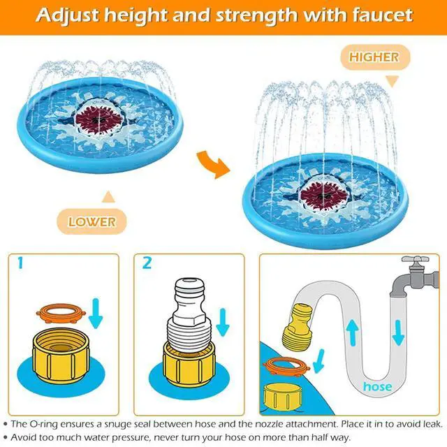 Alt view image 4 of 7 - Splash Pad Sprinkler/ Play Mat for Kids, Outdoor Water Toys Inflatable for Baby Toddler Boys Girls Children Age 18+ Months ,Outside Backyard Dog Pool