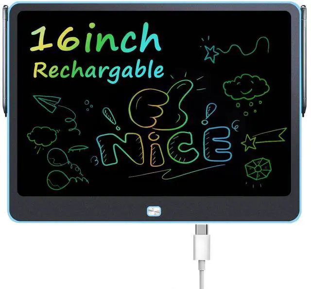 Main image of Rechargeable LCD Writing Tablet for Kids, 16 Inch Colorful Drawing Tablet, Educational Toddler Drawing Pad, Reusable Learning Toys for Kids (Ages 3-8), Ideal Gift for Christmas Birthday (Blue)