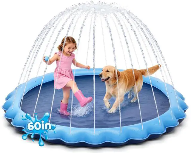 Main image of Splash Pad for Kids and Pet, Not-Slip Sprinkler Play Mat for Toddler and Dog, Summer Toys, Outdoor Backyard Baby Pool and Dog Pool, Children and Pet for Outside, 60"