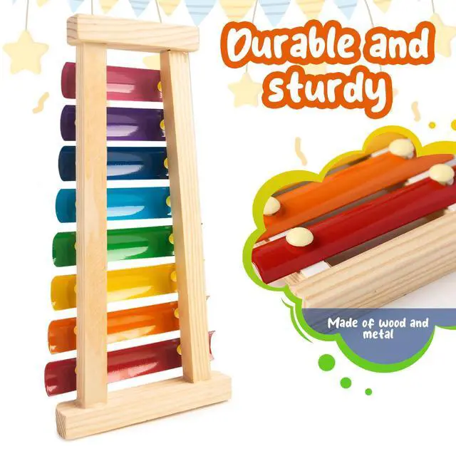 Alt view image 3 of 7 - Xylophone for Kids, Xylophone Musical Toy with Child Safe Mallets Educational Musical Instruments Toy for Toddlers