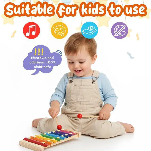 Alt view image 4 of 7 - Xylophone for Kids, Xylophone Musical Toy with Child Safe Mallets Educational Musical Instruments Toy for Toddlers