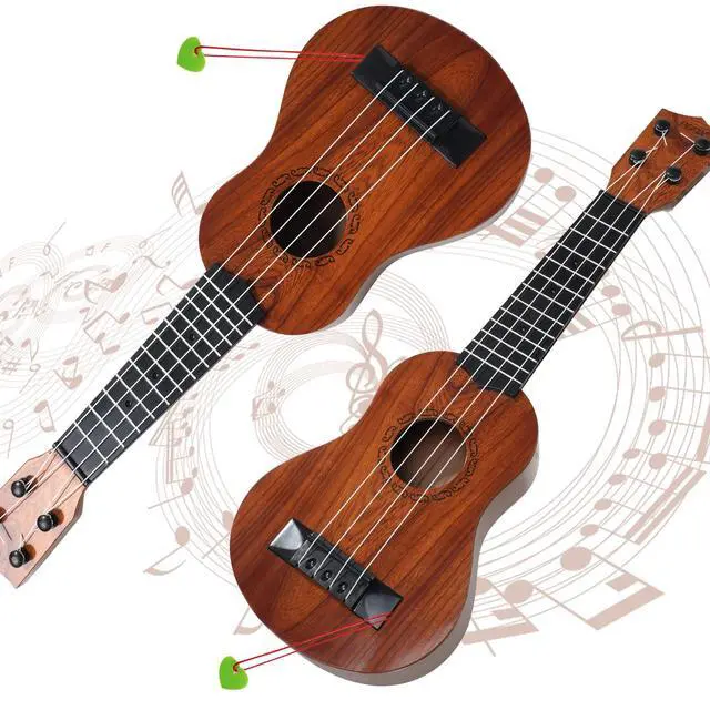 Alt view image 2 of 7 - Raimy 17in Kids Ukulele Mini Guitar with Picks for Toddler Boys Girls | 4 Strings Children Musical Instruments, Educational Toys, Beginner Birthday Gift, Easy Strumming and Learning Fun (Mahogany)