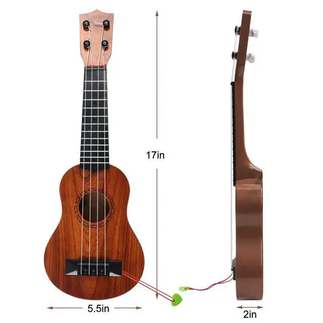 Alt view image 6 of 7 - Raimy 17in Kids Ukulele Mini Guitar with Picks for Toddler Boys Girls | 4 Strings Children Musical Instruments, Educational Toys, Beginner Birthday Gift, Easy Strumming and Learning Fun (Mahogany)