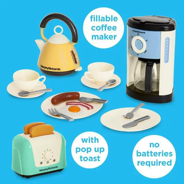 Alt view image 2 of 7 - Toys - Complete Kitchen Set - Toy Appliance Playset for Kids with Toaster, Coffee Maker, Kettle, Play Food & More - for Children Aged 3+