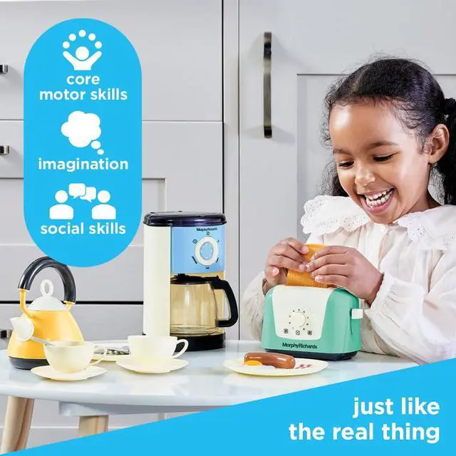 Alt view image 3 of 7 - Toys - Complete Kitchen Set - Toy Appliance Playset for Kids with Toaster, Coffee Maker, Kettle, Play Food & More - for Children Aged 3+