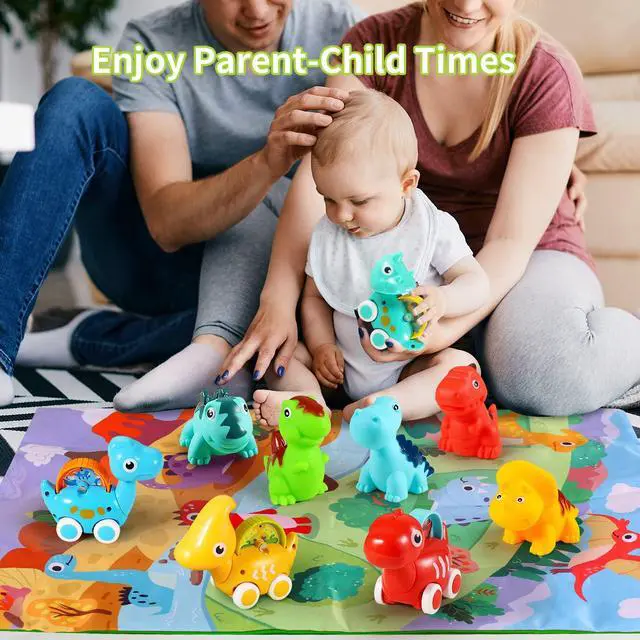 Alt view image 7 of 7 - 9 PCS Dinosaur Car Toys for 1 Year Old Boy with Playmat/Storage Bag|Baby Toys 1 Year Old Boy Gifts for Toddler Toys 1-2|1st Birthday Gift for Infant 12 18 Months