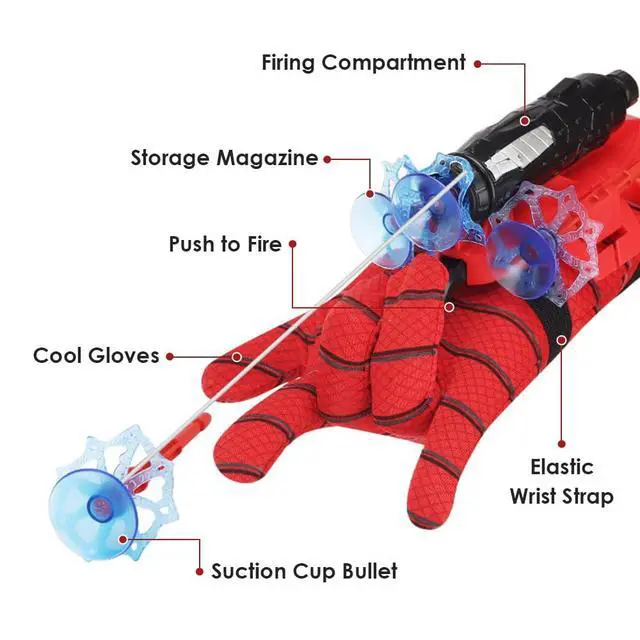 Alt view image 2 of 7 - Spider Web Shooters with Gloves, Superheroes Wrist Launcher Toy, Funny Children Educational Toys, Party Cosplay Gift for Kids