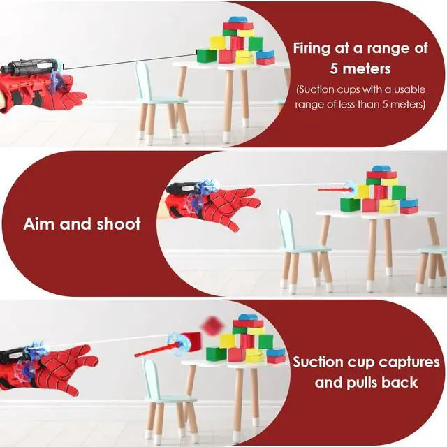 Alt view image 4 of 7 - Spider Web Shooters with Gloves, Superheroes Wrist Launcher Toy, Funny Children Educational Toys, Party Cosplay Gift for Kids