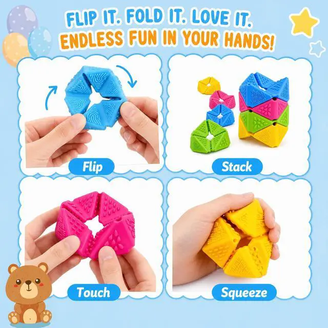 Alt view image 3 of 5 - Sensory Fidget Toys, Textured Flip Cube, Quiet Silicone Anxiety Relief for Autism ADHD Focus, Gift for Kids & Adults