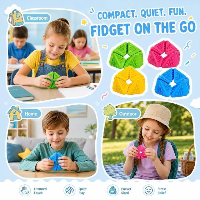 Alt view image 5 of 5 - Sensory Fidget Toys, Textured Flip Cube, Quiet Silicone Anxiety Relief for Autism ADHD Focus, Gift for Kids & Adults