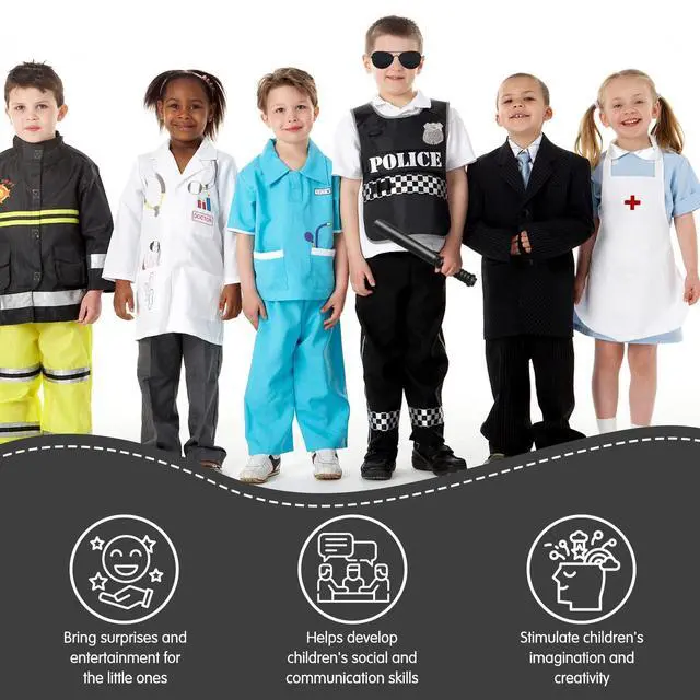 Alt view image 4 of 7 - 6Pcs Police Pretend Play Toys Set,Kids Detective Set Accessories,Police Officer Costumes with Sunglasses,Badges,Handcuffs,Police Baton,Whistle for Kids