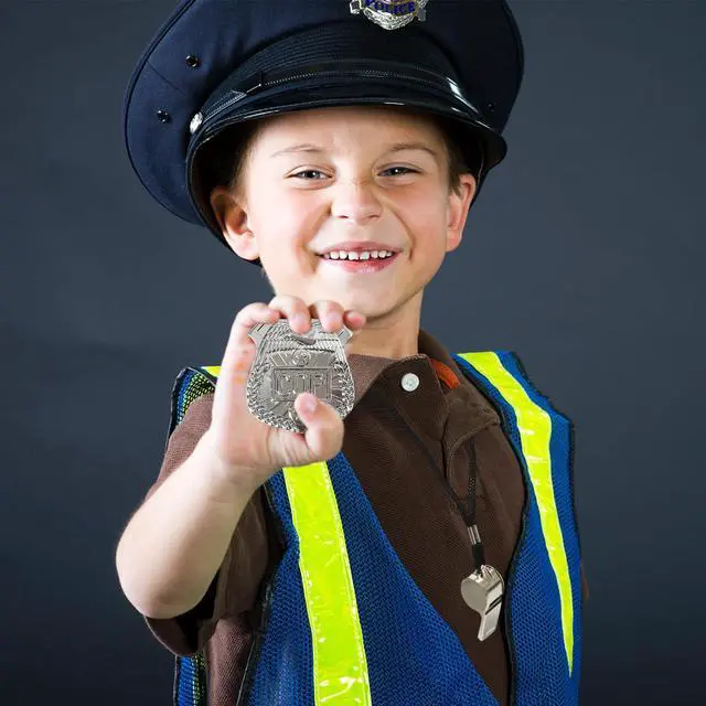 Alt view image 6 of 7 - 6Pcs Police Pretend Play Toys Set,Kids Detective Set Accessories,Police Officer Costumes with Sunglasses,Badges,Handcuffs,Police Baton,Whistle for Kids