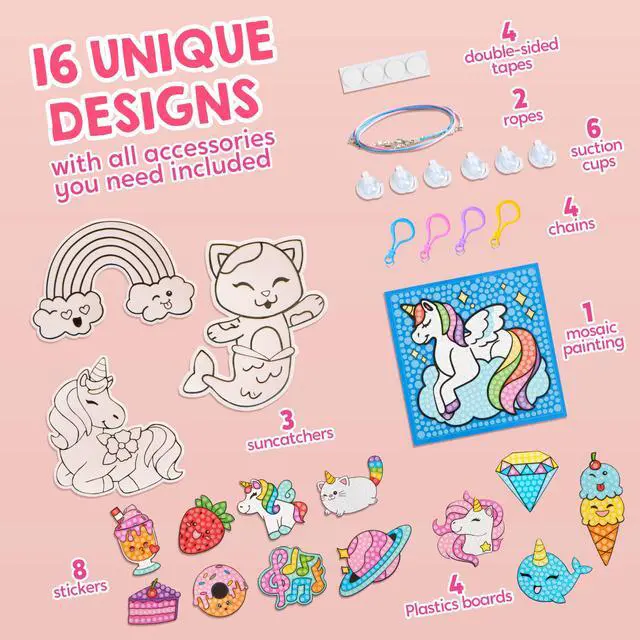Alt view image 2 of 7 - 16 Projects Gem Painting, Kids Diamond Art Kit for Kids with 5D Diamond, Arts and Crafts for Girls Ages 6-12, Gem Craft Activities Kits, Premium Art Gift Ideas for Girls Ages 6, 7, 8+