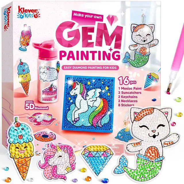 Main image of 16 Projects Gem Painting, Kids Diamond Art Kit for Kids with 5D Diamond, Arts and Crafts for Girls Ages 6-12, Gem Craft Activities Kits, Premium Art Gift Ideas for Girls Ages 6, 7, 8+