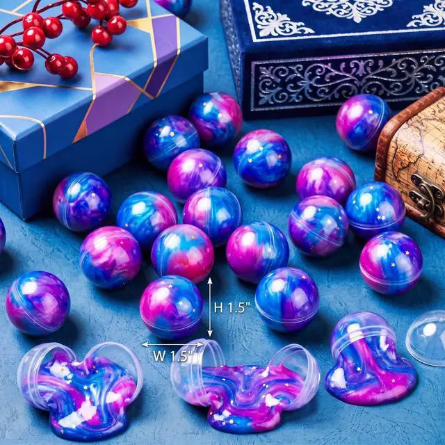 Alt view image 2 of 7 - 24 Pack Galaxy Slime Ball, Slime Party Favors, Stretchy and Non-Sticky - Toys for Girls and Boys - Party Favors for Kids Goodie Bag Stuffers, Birthday, Stress Relief Toy, Classroom Reward