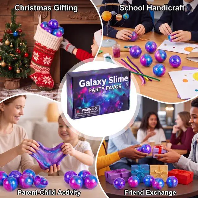 Alt view image 6 of 7 - 24 Pack Galaxy Slime Ball, Slime Party Favors, Stretchy and Non-Sticky - Toys for Girls and Boys - Party Favors for Kids Goodie Bag Stuffers, Birthday, Stress Relief Toy, Classroom Reward