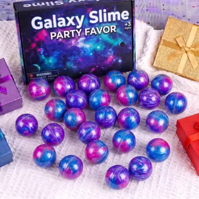 Alt view image 7 of 7 - 24 Pack Galaxy Slime Ball, Slime Party Favors, Stretchy and Non-Sticky - Toys for Girls and Boys - Party Favors for Kids Goodie Bag Stuffers, Birthday, Stress Relief Toy, Classroom Reward