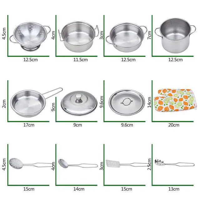 Alt view image 3 of 4 - Play Pots and Pans Toys for Kids - Kitchen Playset Pretend Cookware Mini Stainless Steel Cooking Utensils Development Toys for Toddlers & Children Ages 3 Years and up