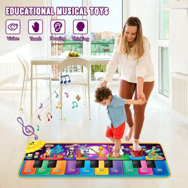 Alt view image 7 of 7 - Kids Musical Piano Mats with 25 Music Sounds,Musical Toys Baby Floor Piano Keyboard Mat Carpet Animal Blanket Touch Playmat Early Education Toys for 1 2 3 4 5 6+ Year Girls Boys Toddlers
