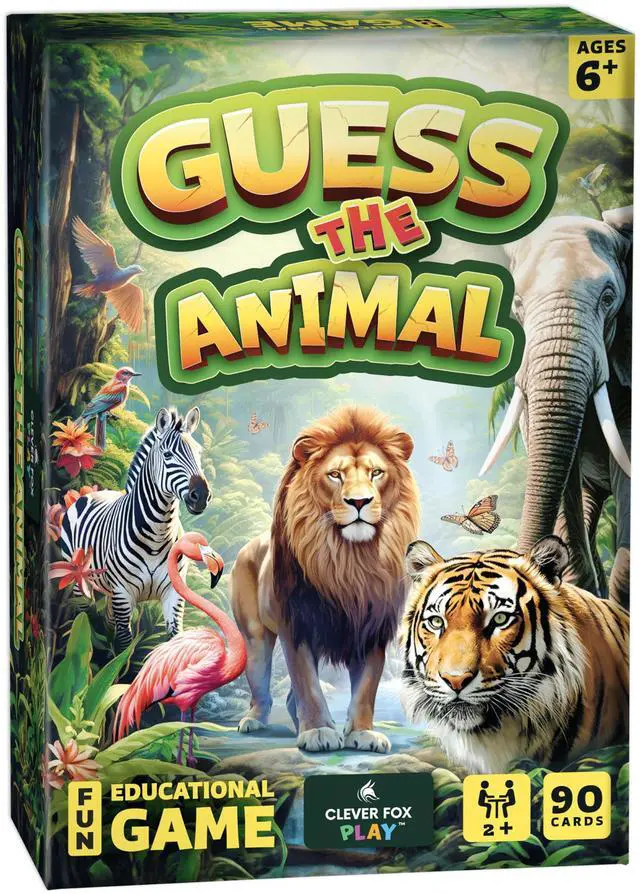 Main image of Guess The Animal Educational Guess In 5 Clues Game for Kids & Family Fun Childrens Guessing Game for Learning Animals, Perfect for Home, School or Travel Girls, Boys Ages 6, 7, 8, 9, 10