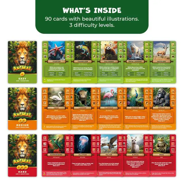Alt view image 3 of 6 - Guess The Animal Educational Guess In 5 Clues Game for Kids & Family Fun Childrens Guessing Game for Learning Animals, Perfect for Home, School or Travel Girls, Boys Ages 6, 7, 8, 9, 10