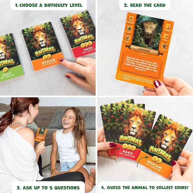 Alt view image 4 of 6 - Guess The Animal Educational Guess In 5 Clues Game for Kids & Family Fun Childrens Guessing Game for Learning Animals, Perfect for Home, School or Travel Girls, Boys Ages 6, 7, 8, 9, 10