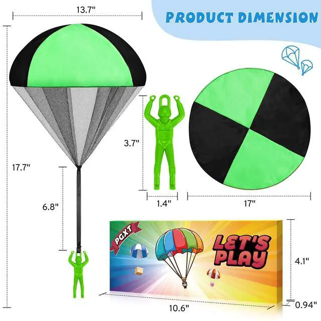 Alt view image 2 of 4 - Parachute Toy for Kids, Outdoor Toys Flying Parachute Men, Inside & Outside Toys for or 3 4 5 6 7 8 9 10 11 12 Year Old, Christmas Stocking Stuffers for Kids Grandkids Ideal 2025 Unique Party Favors