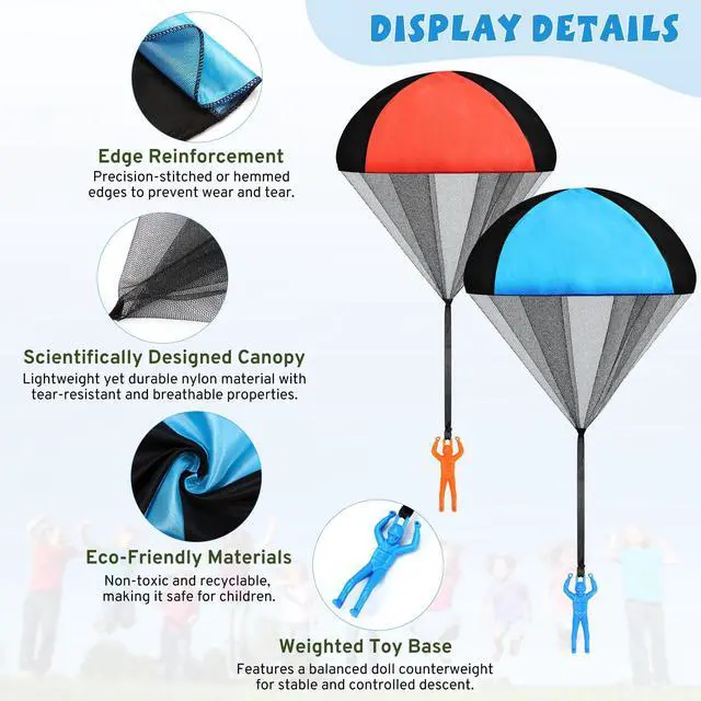 Alt view image 3 of 4 - Parachute Toy for Kids, Outdoor Toys Flying Parachute Men, Inside & Outside Toys for or 3 4 5 6 7 8 9 10 11 12 Year Old, Christmas Stocking Stuffers for Kids Grandkids Ideal 2025 Unique Party Favors