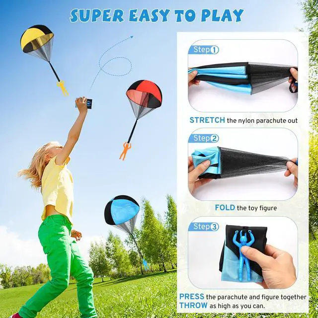 Alt view image 4 of 4 - Parachute Toy for Kids, Outdoor Toys Flying Parachute Men, Inside & Outside Toys for or 3 4 5 6 7 8 9 10 11 12 Year Old, Christmas Stocking Stuffers for Kids Grandkids Ideal 2025 Unique Party Favors