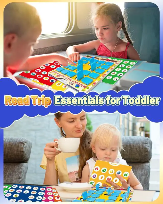 Alt view image 2 of 6 - Matching Memory Game for Kids Ages 3-5 4-8, Board Games for 4-6, Car Airplane Camping Travel Toys Games Activities for 3-5 4-8, Toddler Kid Road Trip Essentials, Birthday Gifts for Kids Boys Girls