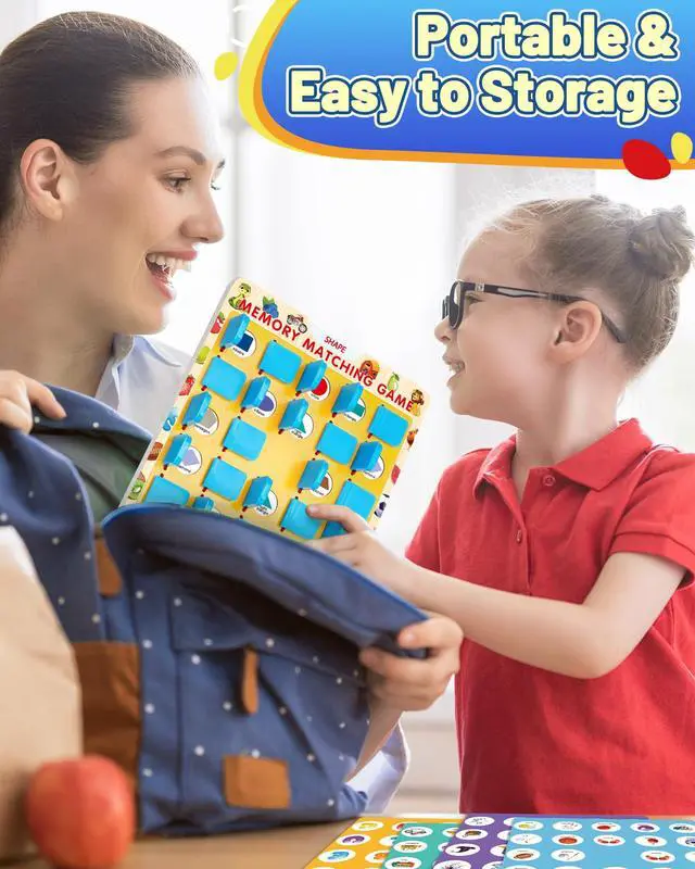 Alt view image 5 of 6 - Matching Memory Game for Kids Ages 3-5 4-8, Board Games for 4-6, Car Airplane Camping Travel Toys Games Activities for 3-5 4-8, Toddler Kid Road Trip Essentials, Birthday Gifts for Kids Boys Girls