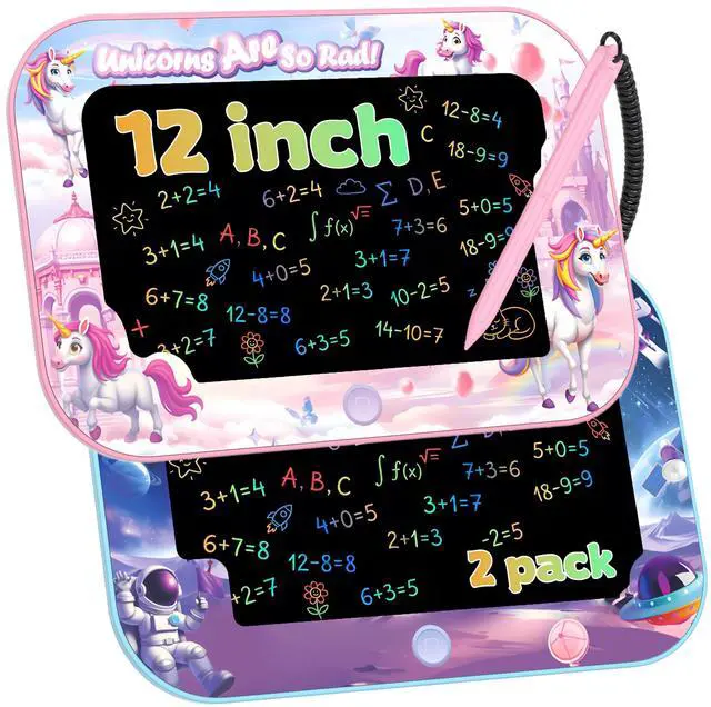 Main image of 12 Inch LCD Writing Tablet for Kids,2 Pack Kids Drawing Board, Doodle Pad with Color Screen,Reusable Electronic Writing Tablet for Ages 3-8, Educational Travel Toys for Boys & Girls Birthday Gifts