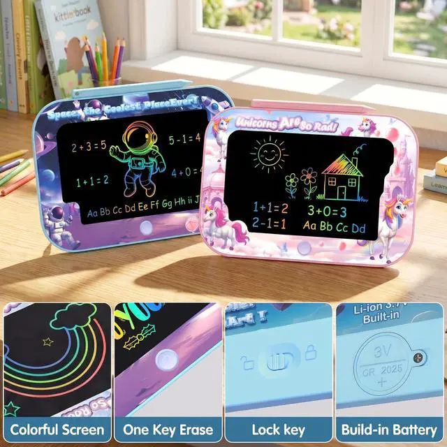 Alt view image 3 of 7 - 12 Inch LCD Writing Tablet for Kids,2 Pack Kids Drawing Board, Doodle Pad with Color Screen,Reusable Electronic Writing Tablet for Ages 3-8, Educational Travel Toys for Boys & Girls Birthday Gifts