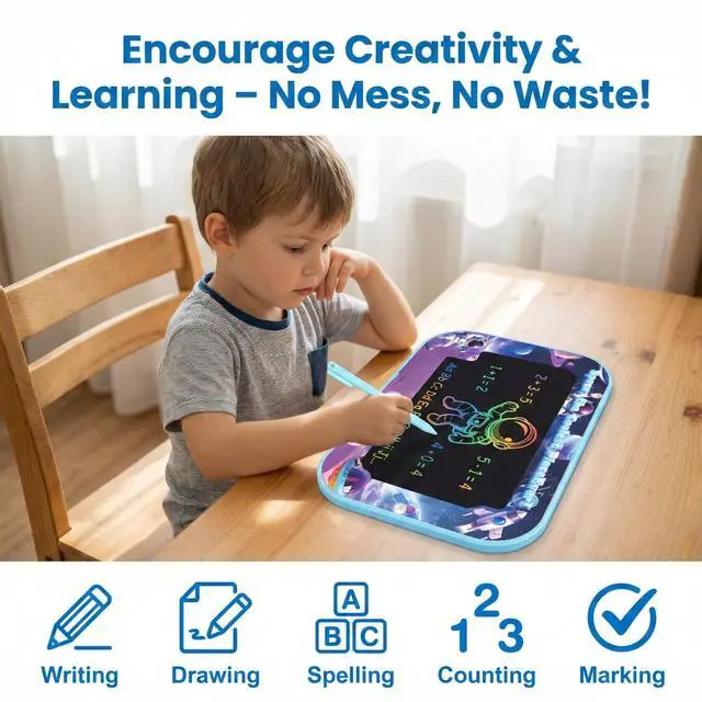 Alt view image 4 of 7 - 12 Inch LCD Writing Tablet for Kids,2 Pack Kids Drawing Board, Doodle Pad with Color Screen,Reusable Electronic Writing Tablet for Ages 3-8, Educational Travel Toys for Boys & Girls Birthday Gifts