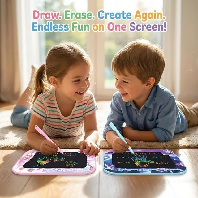 Alt view image 7 of 7 - 12 Inch LCD Writing Tablet for Kids,2 Pack Kids Drawing Board, Doodle Pad with Color Screen,Reusable Electronic Writing Tablet for Ages 3-8, Educational Travel Toys for Boys & Girls Birthday Gifts