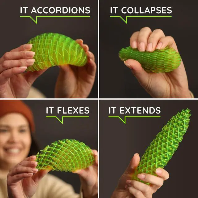 Alt view image 3 of 5 - Worm 3D Sensory Figgy Fidget Toy, Green, Small | Quiet Fidget Toy: Sensory Figgy toy for focus and stress relief; satisfying tactile play for classrooms, desks, and travel