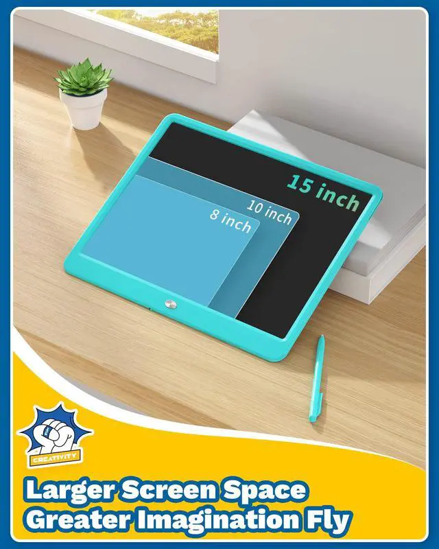 Alt view image 3 of 7 - 15" LCD Writing Tablet for Kids, Large Drawing Pad for Boys & Girls, Screen-Free Way to Keep Kids Busy, Reusable Doodle Board for Learning & Travel, Great Christmas Gift Idea(15in Blue)