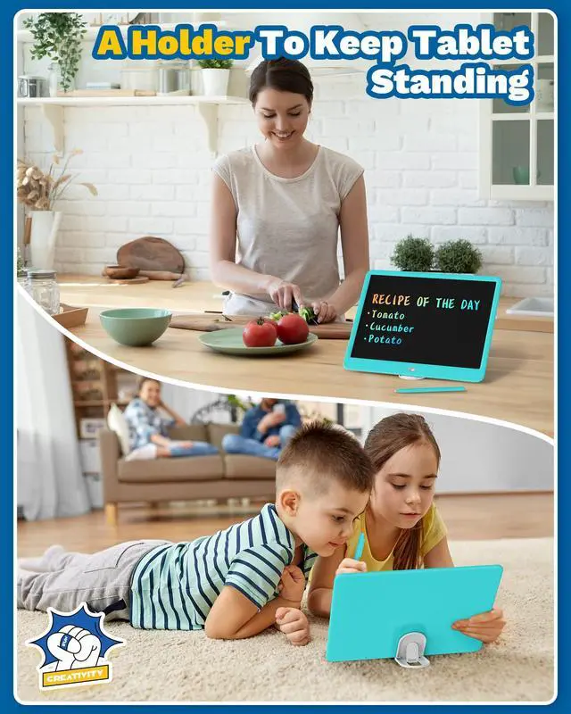 Alt view image 4 of 7 - 15" LCD Writing Tablet for Kids, Large Drawing Pad for Boys & Girls, Screen-Free Way to Keep Kids Busy, Reusable Doodle Board for Learning & Travel, Great Christmas Gift Idea(15in Blue)