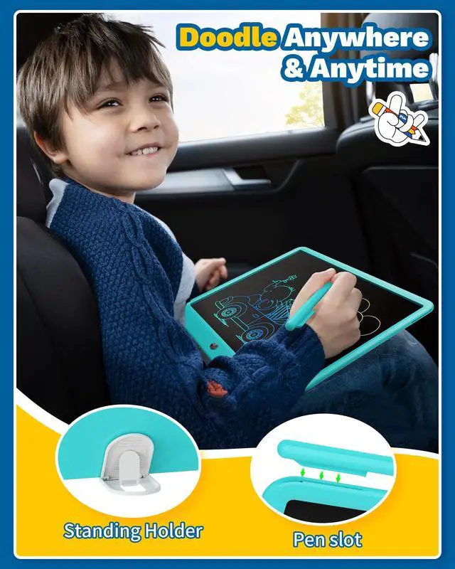 Alt view image 5 of 7 - 15" LCD Writing Tablet for Kids, Large Drawing Pad for Boys & Girls, Screen-Free Way to Keep Kids Busy, Reusable Doodle Board for Learning & Travel, Great Christmas Gift Idea(15in Blue)