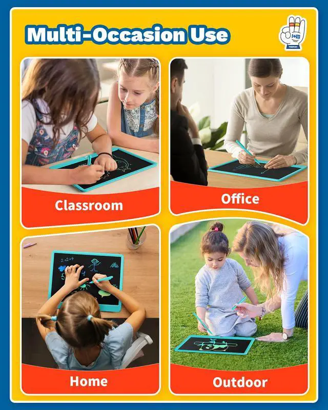 Alt view image 6 of 7 - 15" LCD Writing Tablet for Kids, Large Drawing Pad for Boys & Girls, Screen-Free Way to Keep Kids Busy, Reusable Doodle Board for Learning & Travel, Great Christmas Gift Idea(15in Blue)
