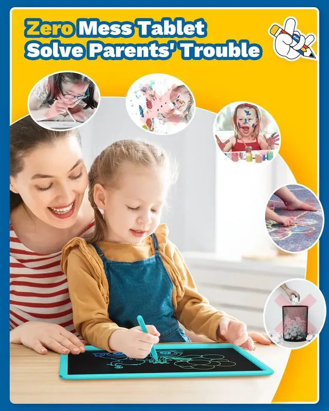 Alt view image 7 of 7 - 15" LCD Writing Tablet for Kids, Large Drawing Pad for Boys & Girls, Screen-Free Way to Keep Kids Busy, Reusable Doodle Board for Learning & Travel, Great Christmas Gift Idea(15in Blue)